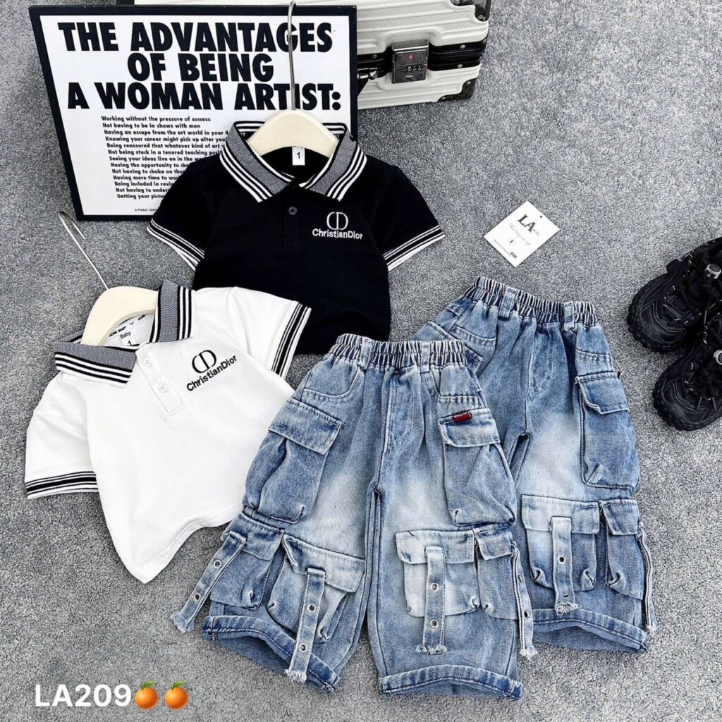 Polo Shirt & Cargo Denim Set