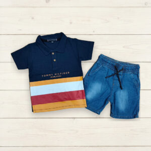 Colour-Block Polo & Shorts Set