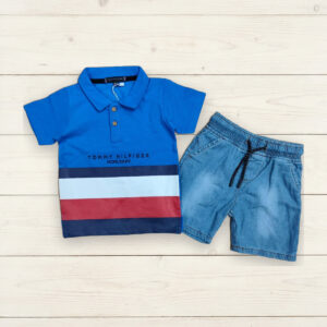 Colour-Block Polo & Shorts Set - Blue, 18-24 months