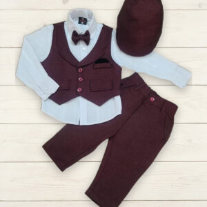 Burgundy Waistcoat Set