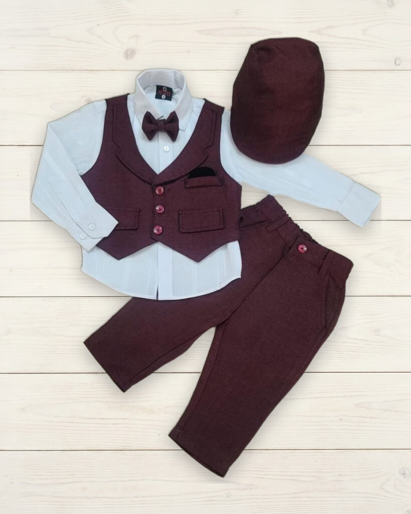 Burgundy Waistcoat Set